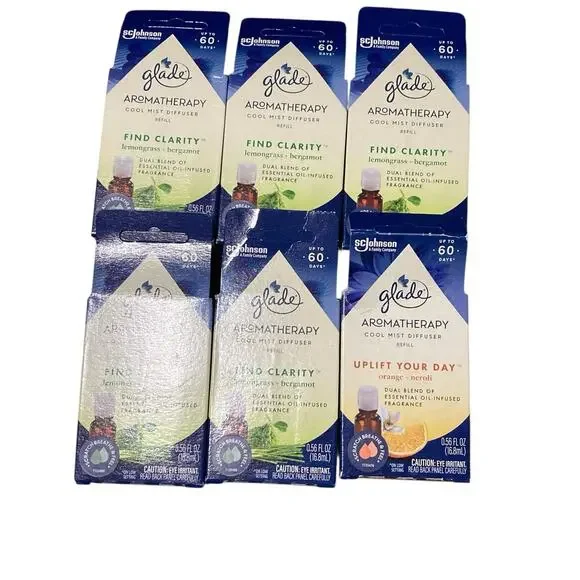 Glade Cool Mist Diffuser Refills, Find Clarity Lemongrass & Uplift Lot Of 6 - Picture 1 of 3